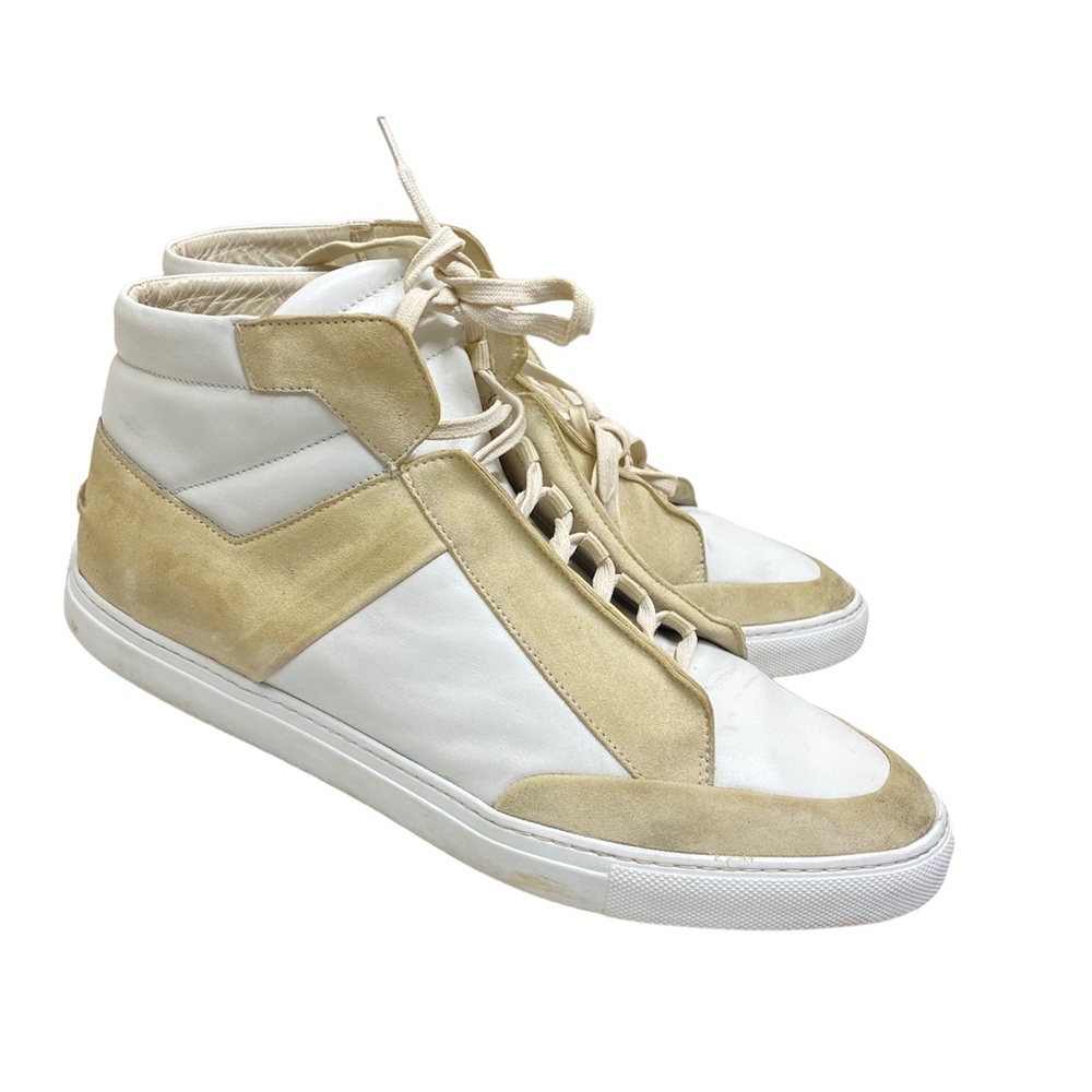 Strange Matters STRxM Tan and White Suede  Mid Top Sneakers